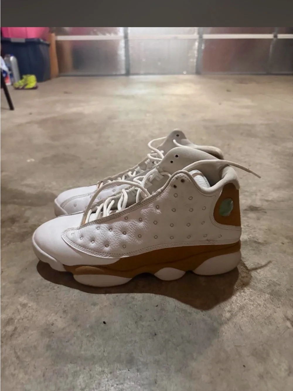 Jordan Men’s White and Tan High-Top Sneakers
